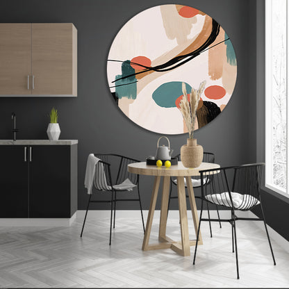 Abstract Japandi stijl schilderij met kleuren forex muurcirkel