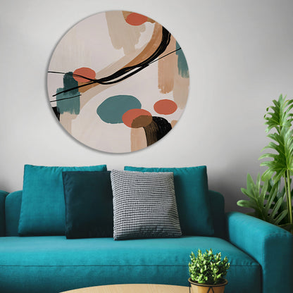 Abstract Japandi stijl schilderij met kleuren forex muurcirkel
