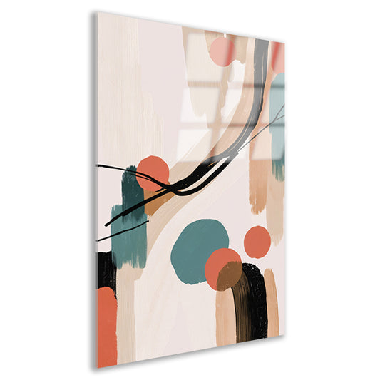 Abstract Japandi stijl schilderij met kleuren acrylglas