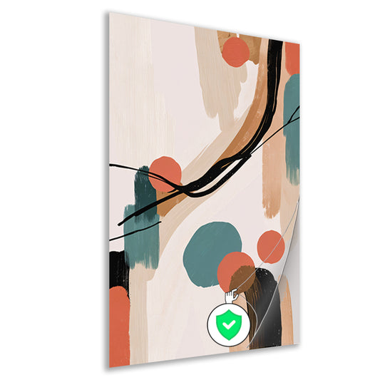 Abstract Japandi stijl schilderij met kleuren poster