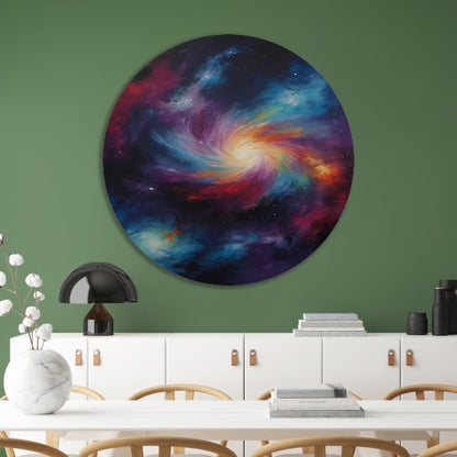 Kosmische Werveling van Levendige Kleuren aluminium muurcirkel