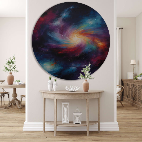 Kosmische Werveling van Levendige Kleuren aluminium muurcirkel
