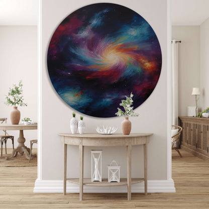 Kosmische Werveling van Levendige Kleuren aluminium muurcirkel