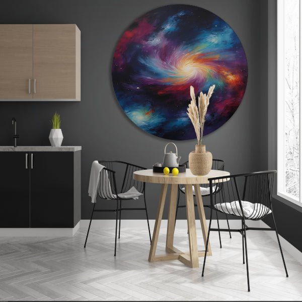 Kosmische Werveling van Levendige Kleuren aluminium muurcirkel