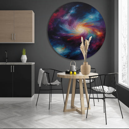 Kosmische Werveling van Levendige Kleuren aluminium muurcirkel
