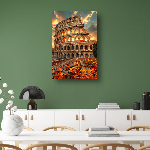 Colosseum in Herfstlicht canvas met baklijst