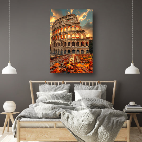Colosseum in Herfstlicht canvas met baklijst