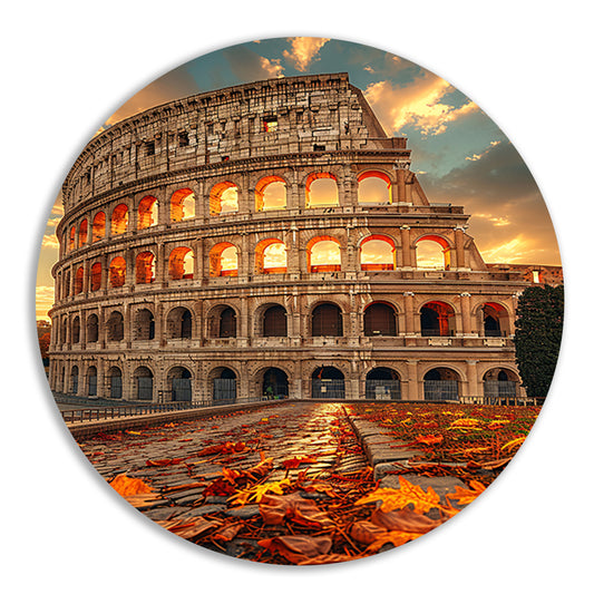 Colosseum in Herfstlicht aluminium muurcirkel