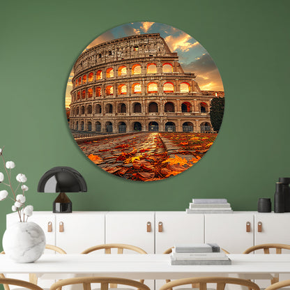Colosseum in Herfstlicht aluminium muurcirkel