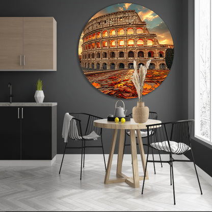 Colosseum in Herfstlicht aluminium muurcirkel