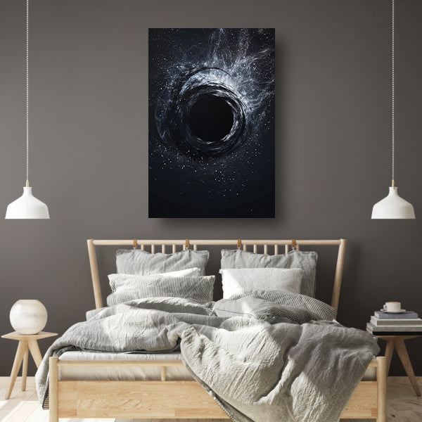 Abstract Zwart Gat in Kosmische Werveling canvas met baklijst