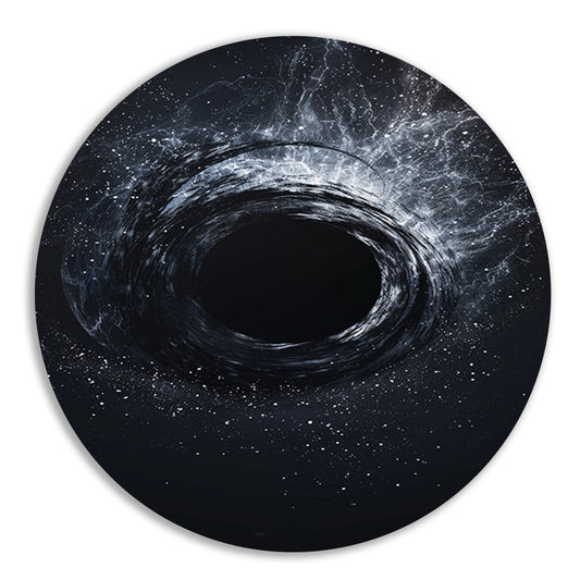 Abstract Zwart Gat in Kosmische Werveling aluminium muurcirkel