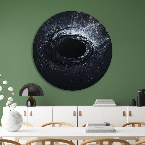 Abstract Zwart Gat in Kosmische Werveling aluminium muurcirkel