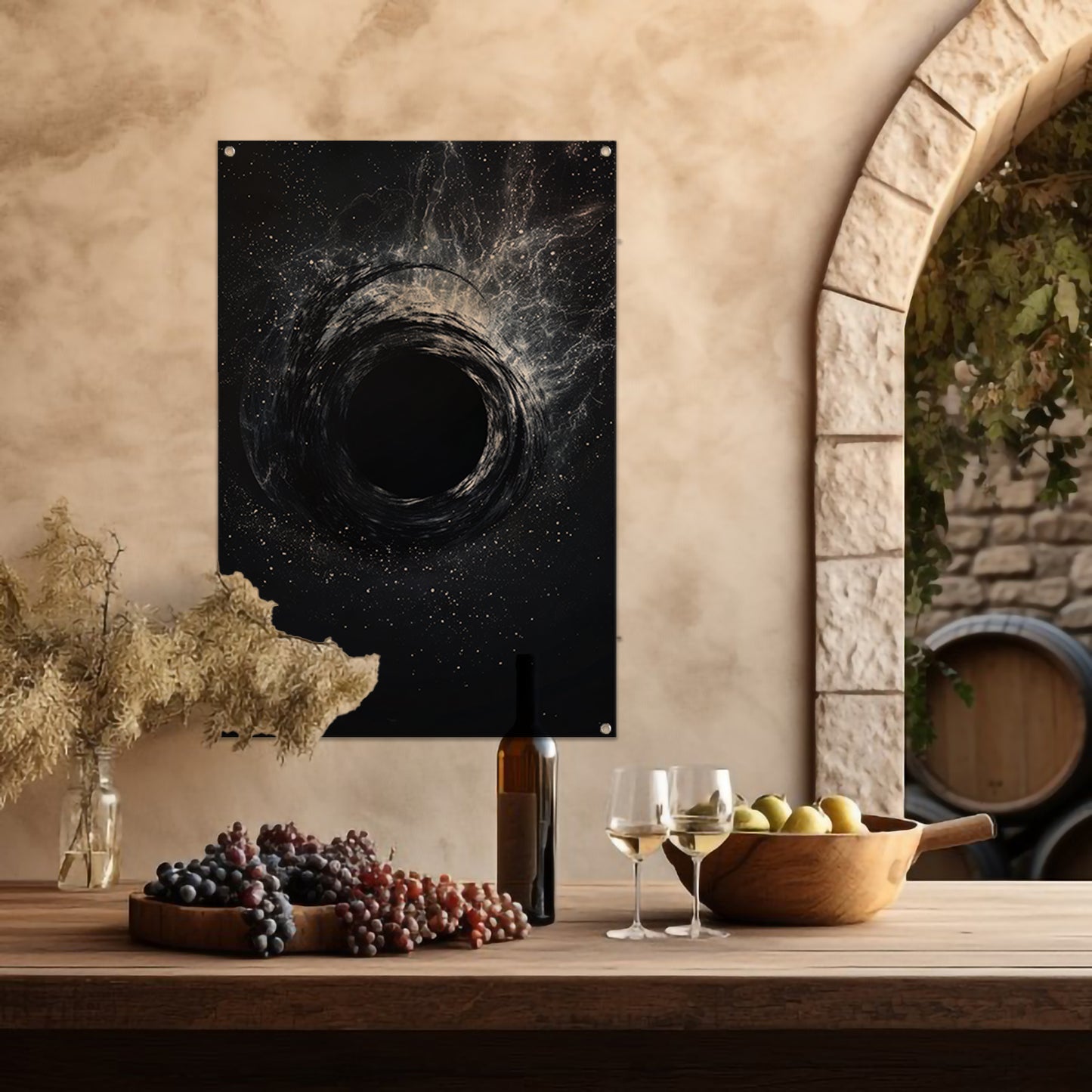 Abstract Zwart Gat in Kosmische Werveling tuinposter