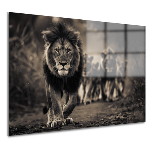 Leeuwenfamilie op savanne acrylglas