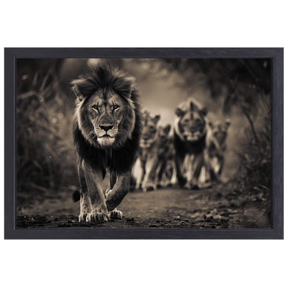 Leeuwenfamilie op savanne canvas met baklijst