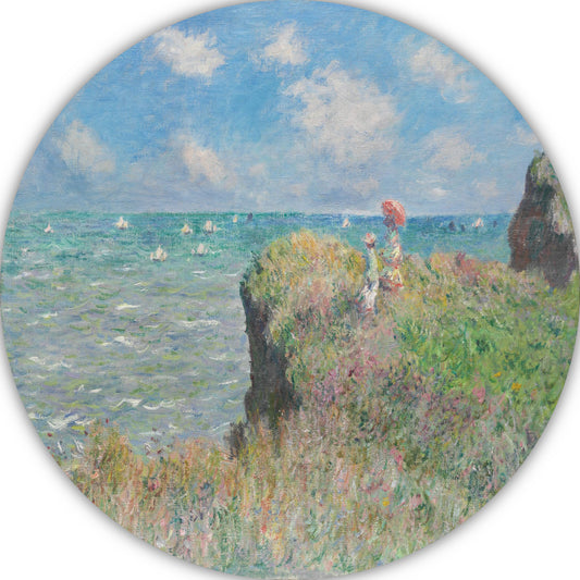 Kliffenwandeling bij Pourville - Claude Monet aluminium muurcirkel