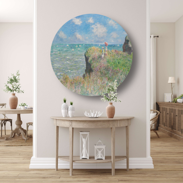 Kliffenwandeling bij Pourville - Claude Monet aluminium muurcirkel
