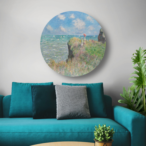 Kliffenwandeling bij Pourville - Claude Monet aluminium muurcirkel