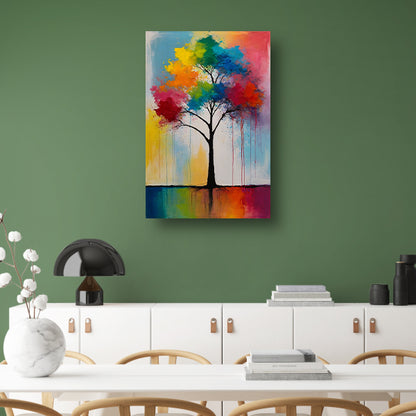 Abstracte Boom met Kleurrijke Uitspattingen poster