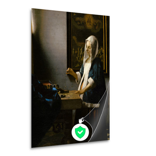 Vrouw met een weegschaal - Johannes Vermeer poster