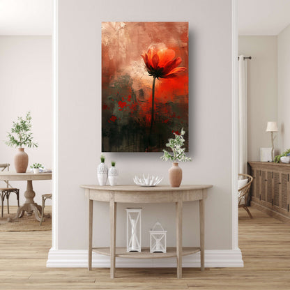 Abstracte bloem tegen kleurrijke achtergrond poster