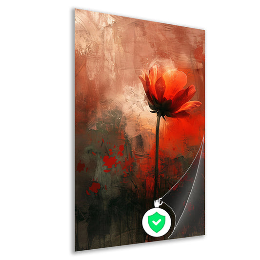 Abstracte bloem tegen kleurrijke achtergrond poster