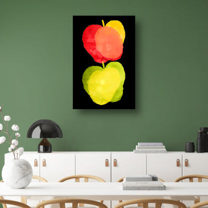 Abstract Waterverf Appels canvas met baklijst