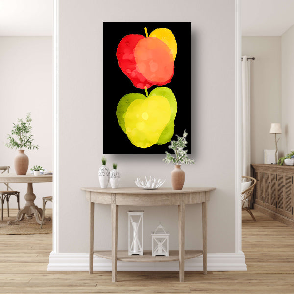 Abstract Waterverf Appels canvas met baklijst