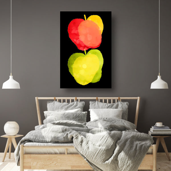 Abstract Waterverf Appels canvas met baklijst