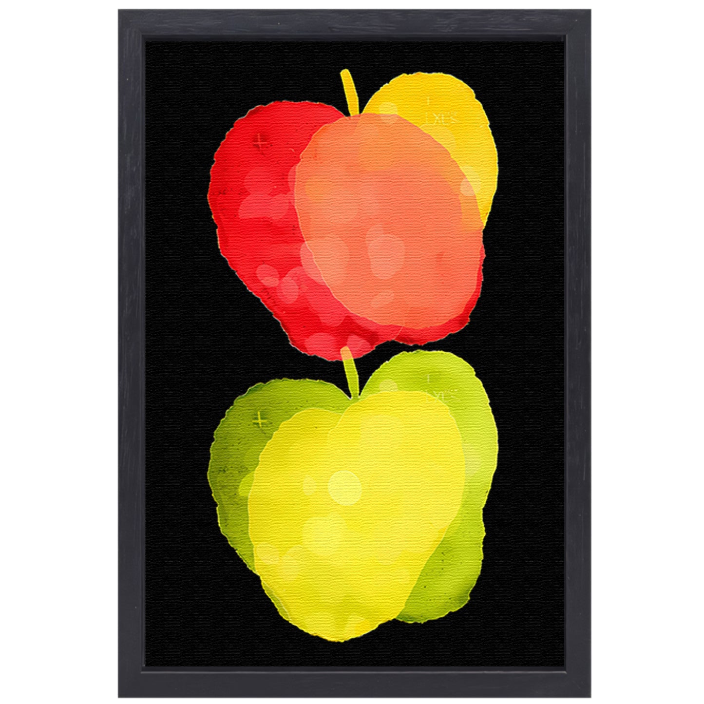 Abstract Waterverf Appels canvas met baklijst