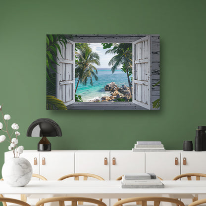 Impressionistisch Strandpanorama canvas met baklijst