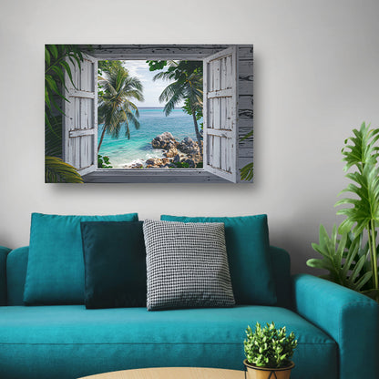 Impressionistisch Strandpanorama canvas met baklijst