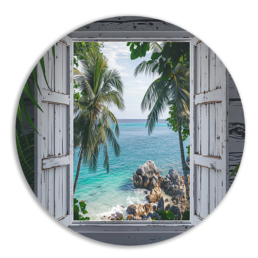 Impressionistisch Strandpanorama aluminium muurcirkel