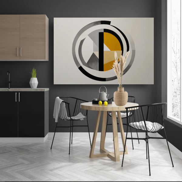 Monochroom Abstract met Dynamische Cirkels canvas