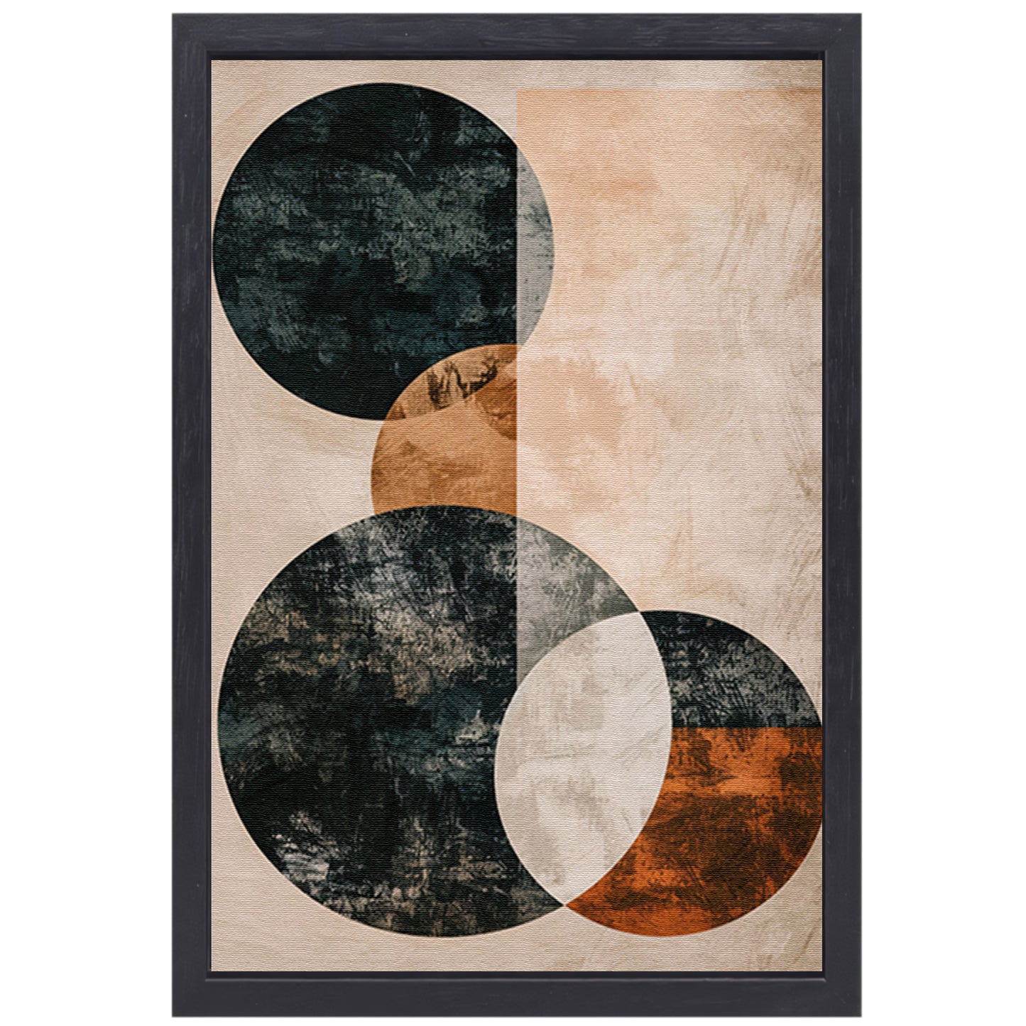Abstracte Samenspel van Cirkels en Lijnen canvas met baklijst