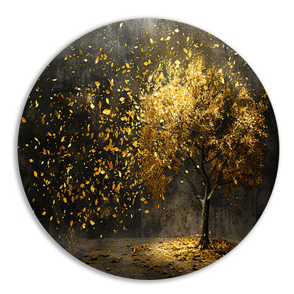 Abstracte boom met gouden bladeren kunst forex muurcirkel