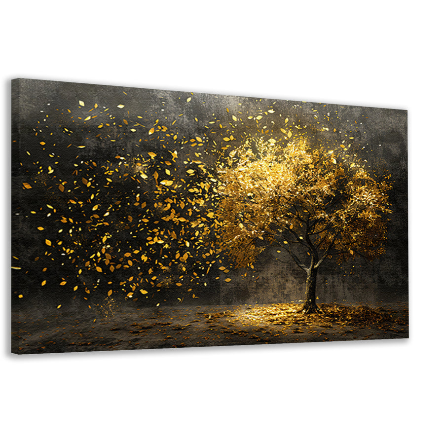 Abstracte boom met gouden bladeren kunst canvas