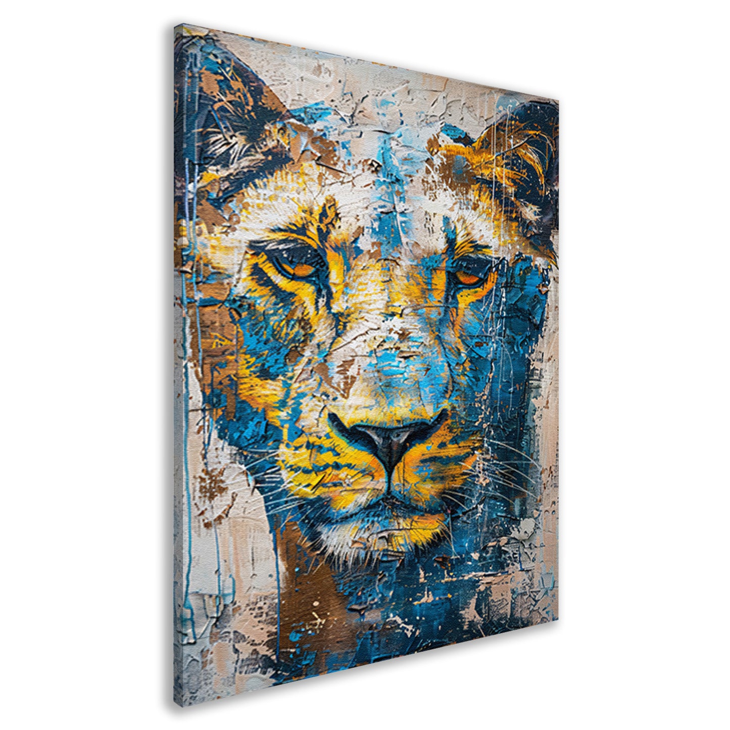 Abstract schilderij van een dynamische leeuw canvas