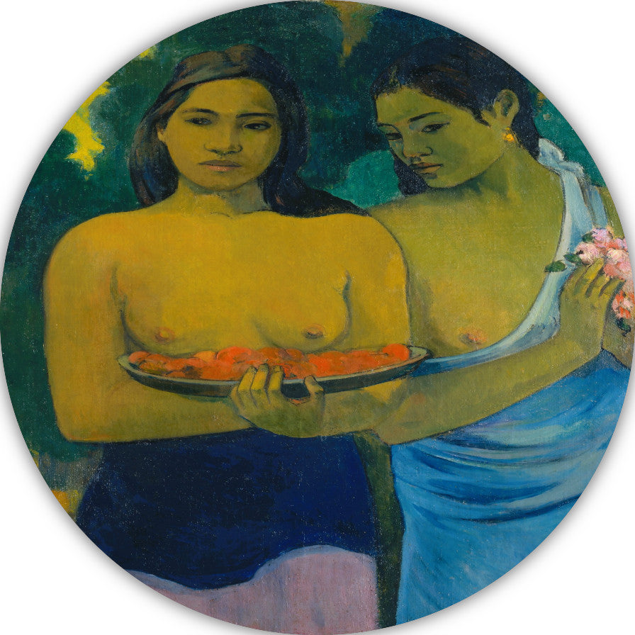 Twee Tahitiaanse vrouwen - Paul Gauguin aluminium muurcirkel