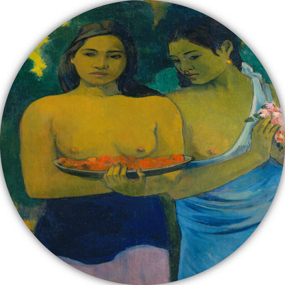 Twee Tahitiaanse vrouwen - Paul Gauguin aluminium muurcirkel