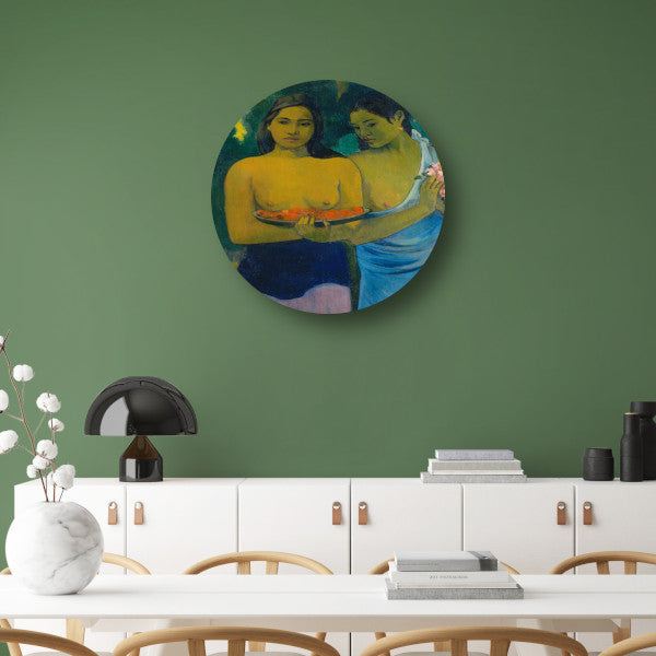 Twee Tahitiaanse vrouwen - Paul Gauguin aluminium muurcirkel