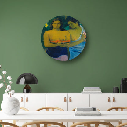 Twee Tahitiaanse vrouwen - Paul Gauguin aluminium muurcirkel