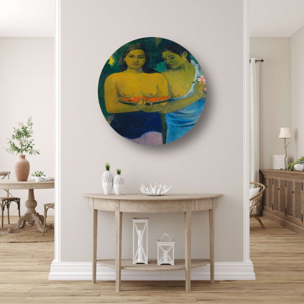 Twee Tahitiaanse vrouwen - Paul Gauguin aluminium muurcirkel