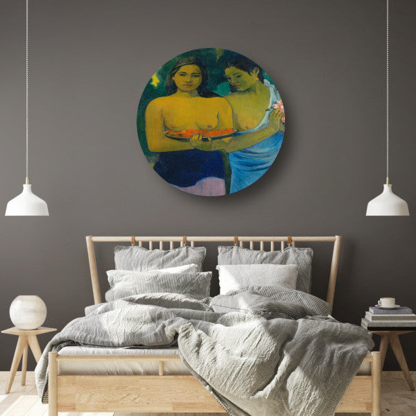 Twee Tahitiaanse vrouwen - Paul Gauguin aluminium muurcirkel