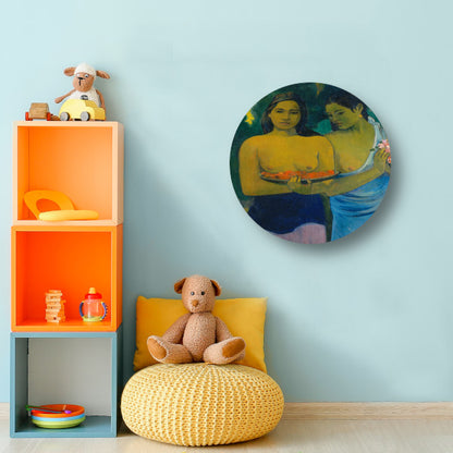 Twee Tahitiaanse vrouwen - Paul Gauguin aluminium muurcirkel