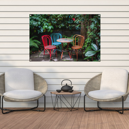 Minimalistische Eetkamer met Stoelen van Mondriaan tuinposter