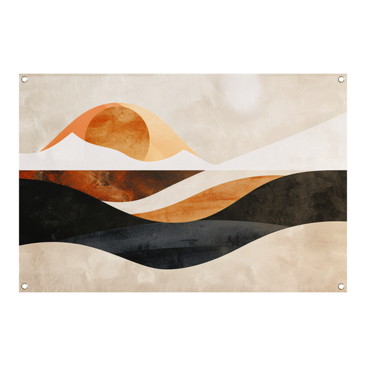 Golvende Abstractie in Warme Aardekleuren tuinposter