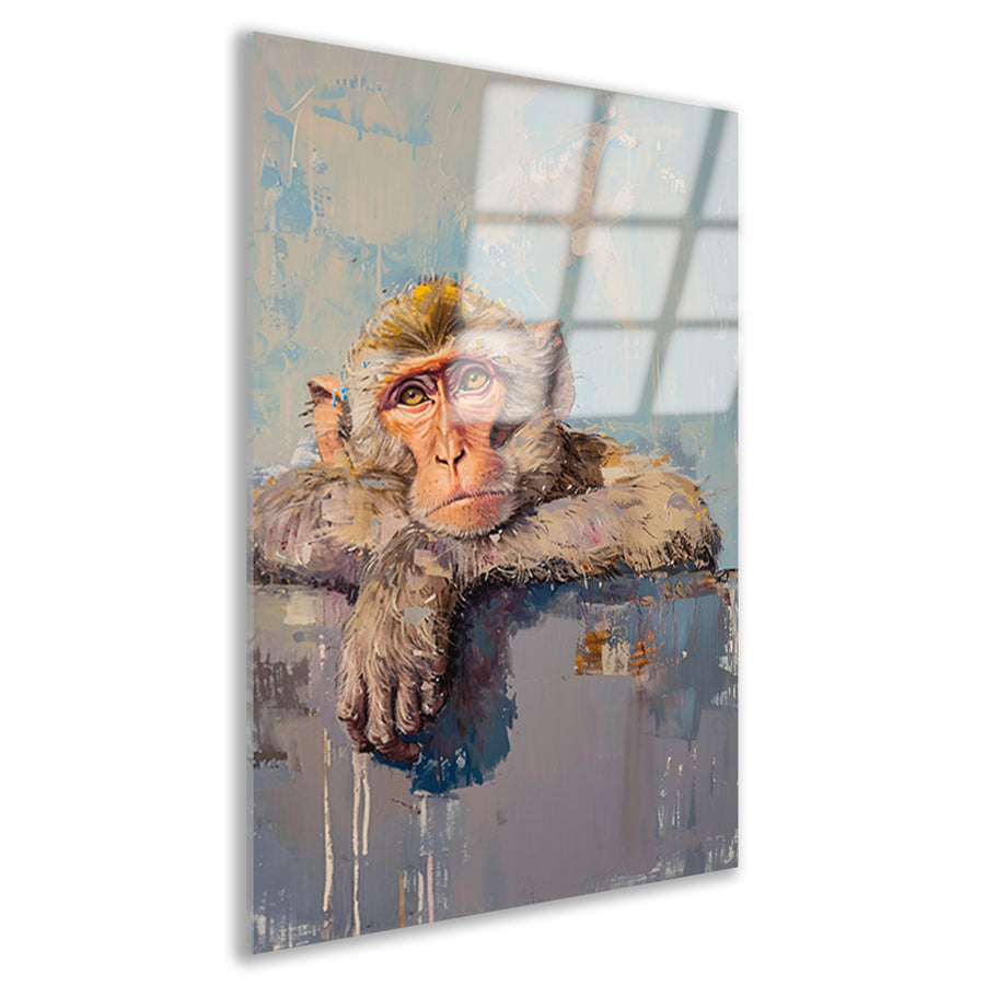 Kleurrijk schilderij van een realistische aap acrylglas