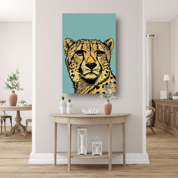 Kleurrijke lijntekening van een cheeta canvas